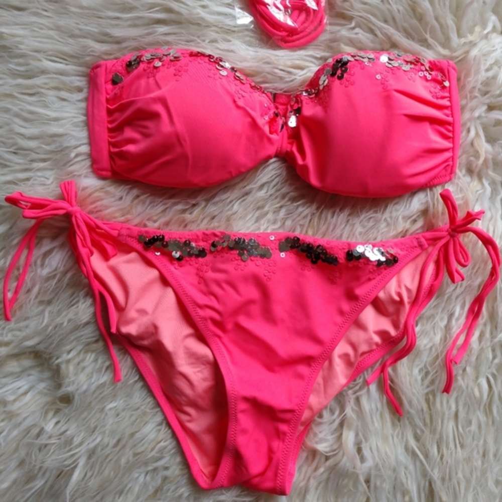 Hot pink swim suit with sequin